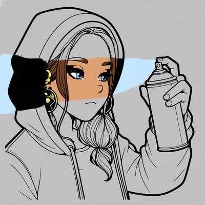 a realistic girl, spray painting