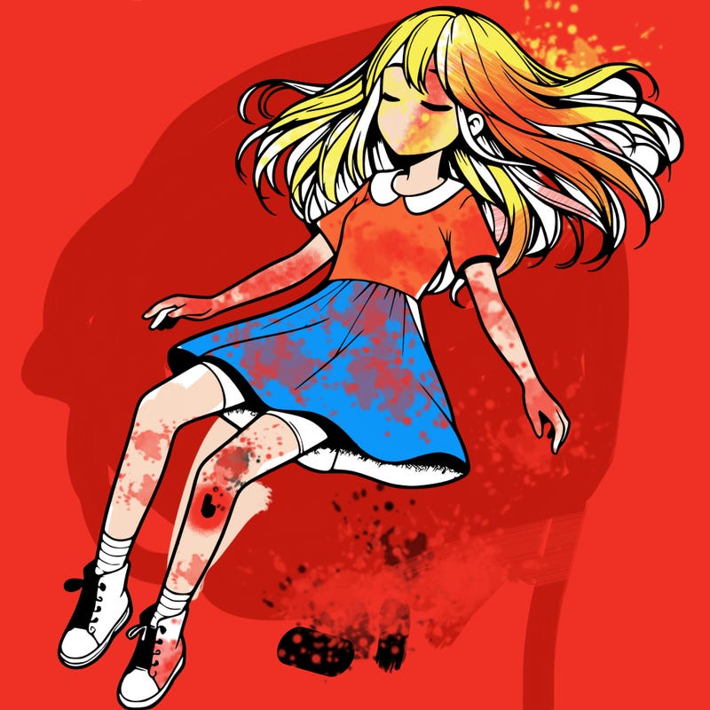 realistic girl floating