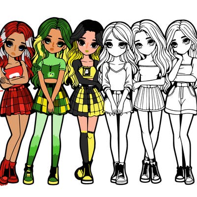 a group of girls realistic