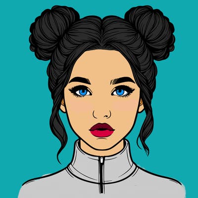 realistic woman that has space buns