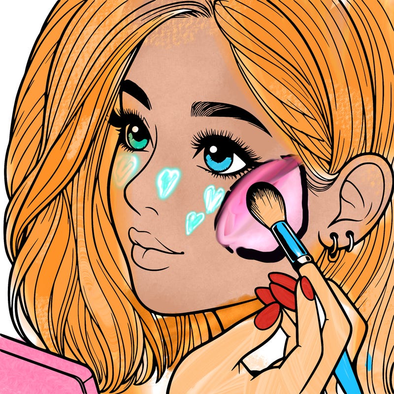 a realistic girl doing her makeup