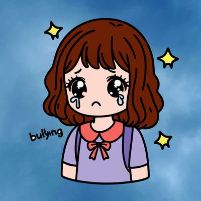 pretty girl getting bullied crying