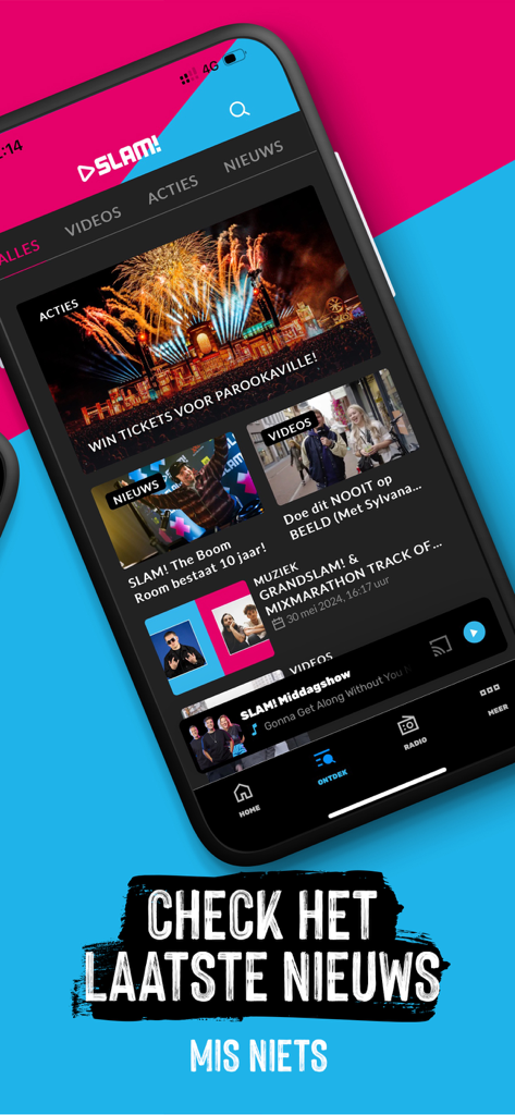 Mobile Ansicht der SLAM!-App mit den neuesten Nachrichten und Video-Updates.