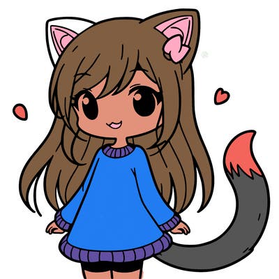 girl with cat ears and tail