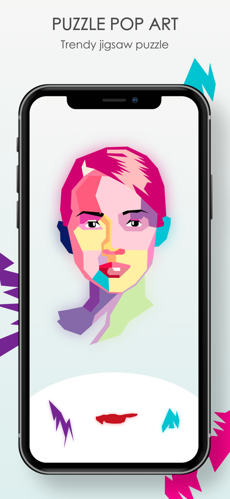 Pop Art Jigsaw HD Puzzle Games - A colorful geometric portrait in the Pop Art Jigsaw puzzle game