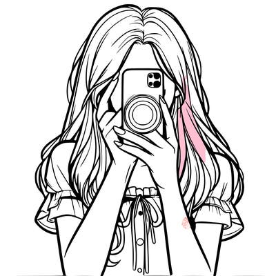 a realistic girl holding her phone taking pictures