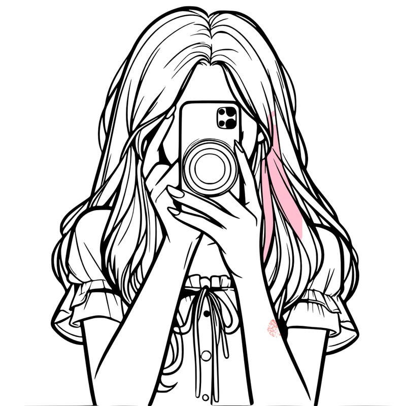 a realistic girl holding her phone taking pictures