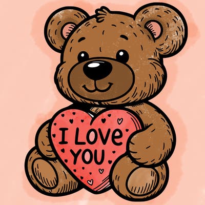 teddy bear holding an i love you heart