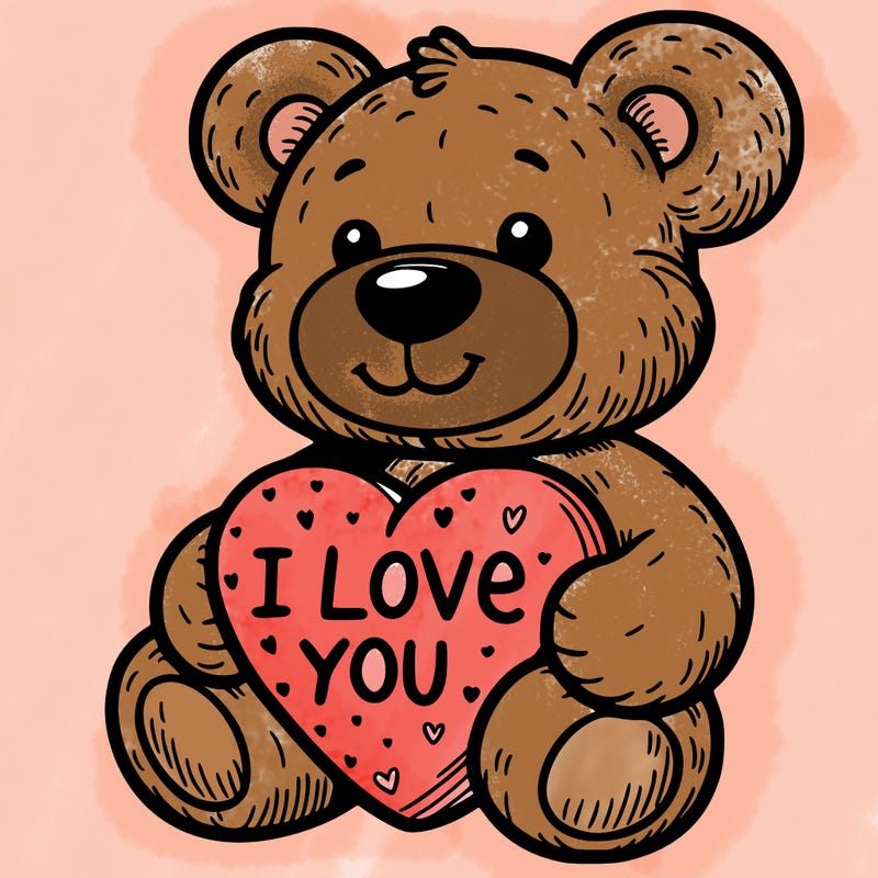 teddy bear holding an i love you heart