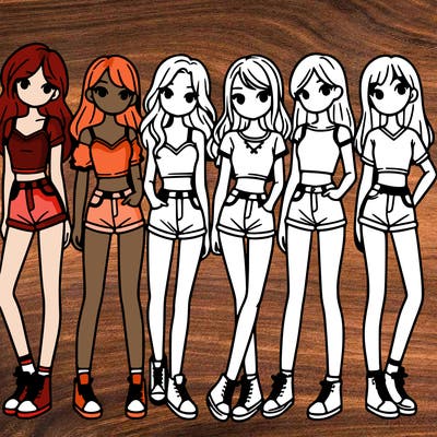 a group of girls wearing crop tops and shorts