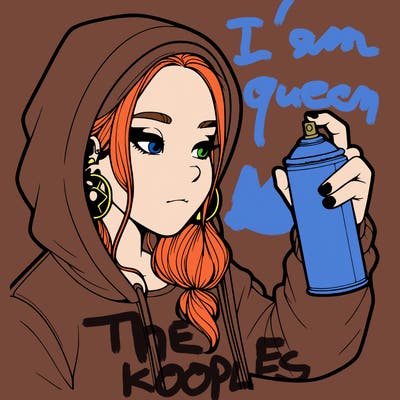 a realistic girl, spray painting