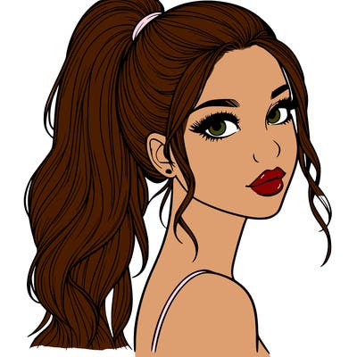 realistic pretty girl with high pony tail