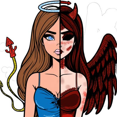 devil vs angel realistic girl