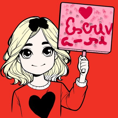 realistic girl holding up a sign