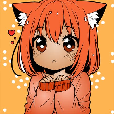 shy anime catgirl