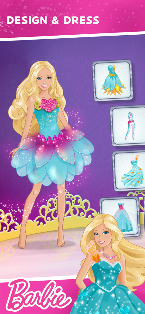 Barbie design and dress up activity in Budge Kids Games