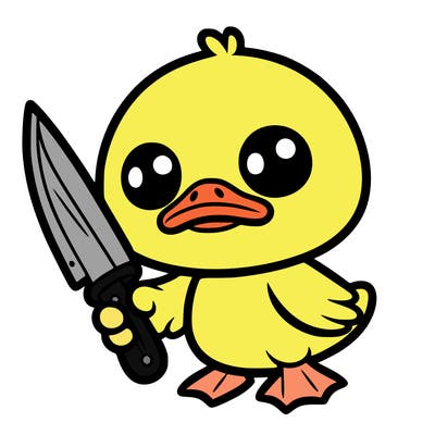 cute duck with knife