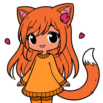 girl with cat ears and tail