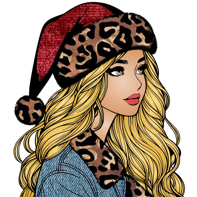 realistic girl in santa hat