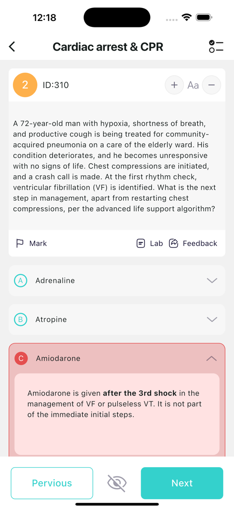 Interface of Remedy Platform showing a medical question on cardiac arrest and CPR with detailed rationale