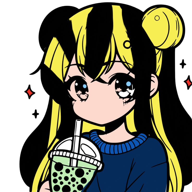 manga girl with boba