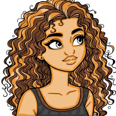 realistic girl with curly hair
