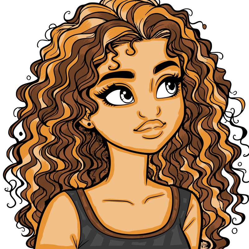 realistic girl with curly hair