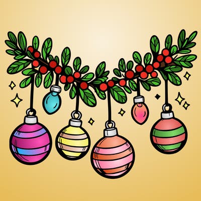 christmas garland with big bulbs