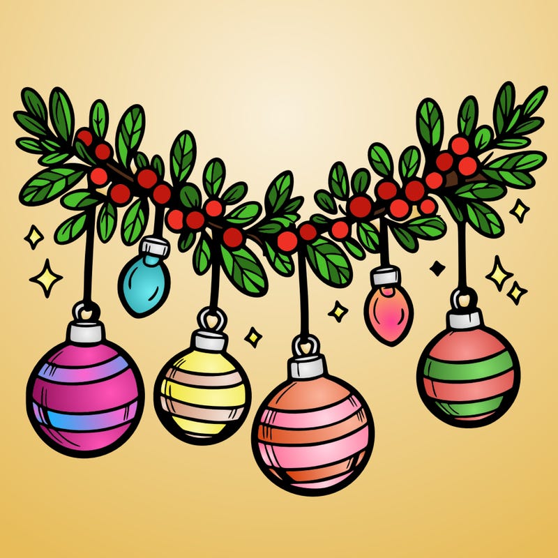 christmas garland with big bulbs