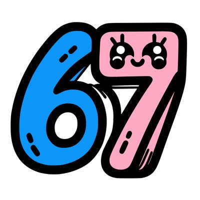the numbers 67