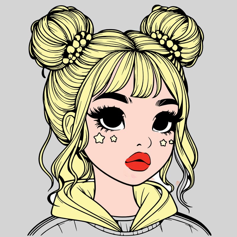 realistic girl with space buns