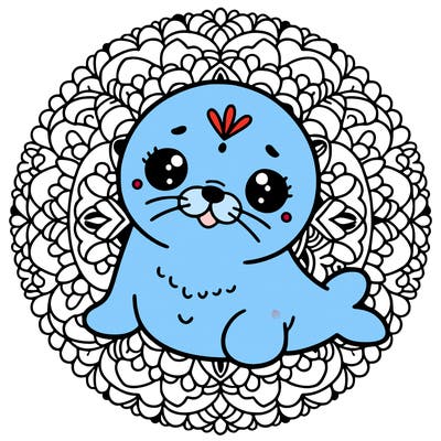 a cute baby seal mandala
