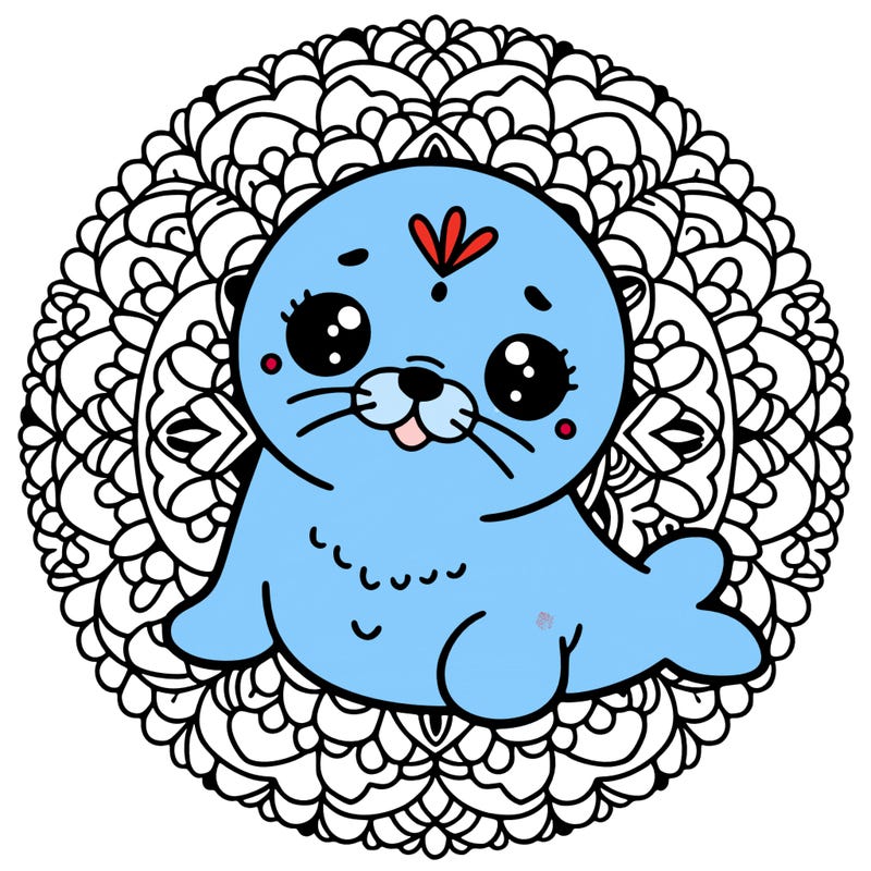 a cute baby seal mandala