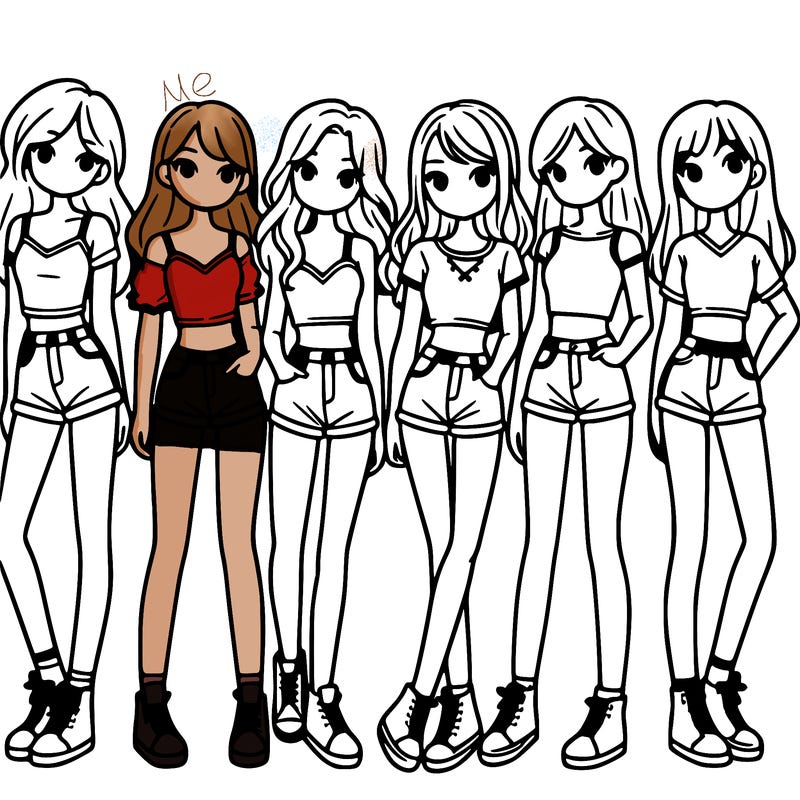 a group of girls wearing crop tops and shorts