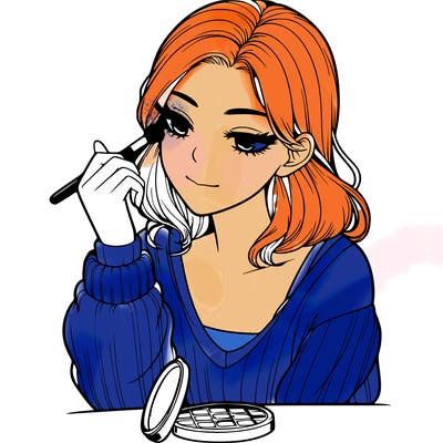 realistic girl doing with makeup