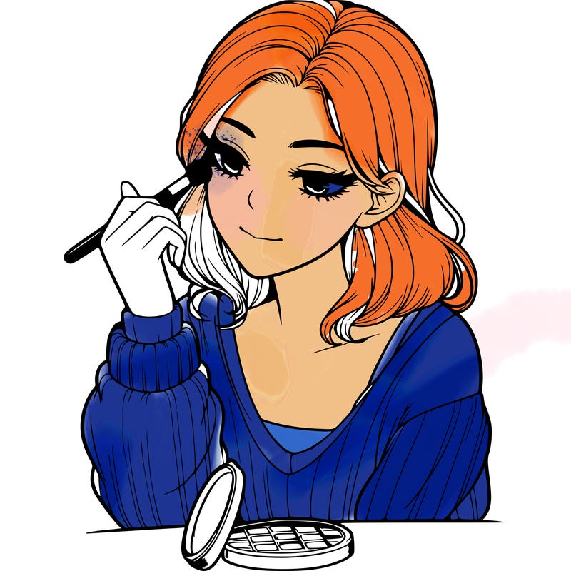 realistic girl doing with makeup