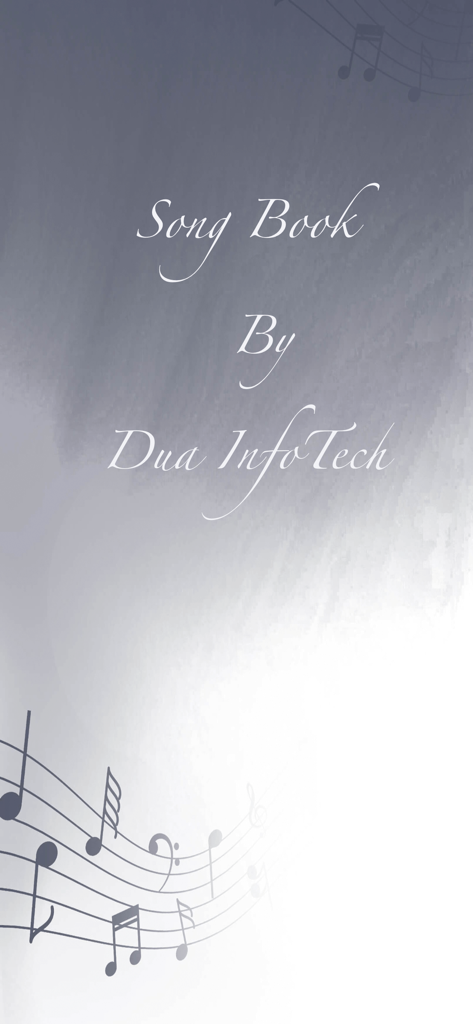 Song Book by Dua InfoTech splash screen with musical notes