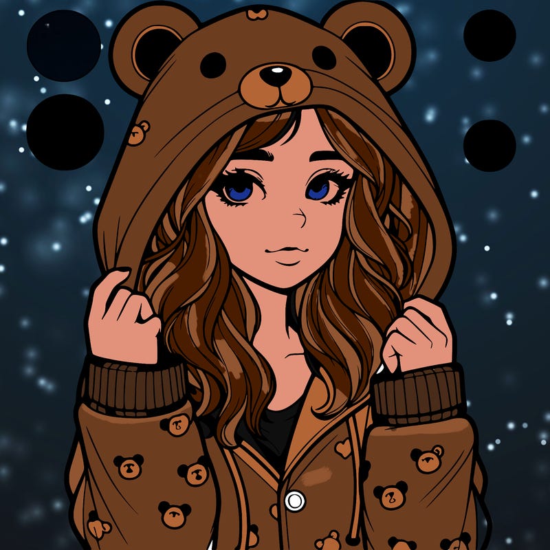 realistic girl in a animal pjs hoodie