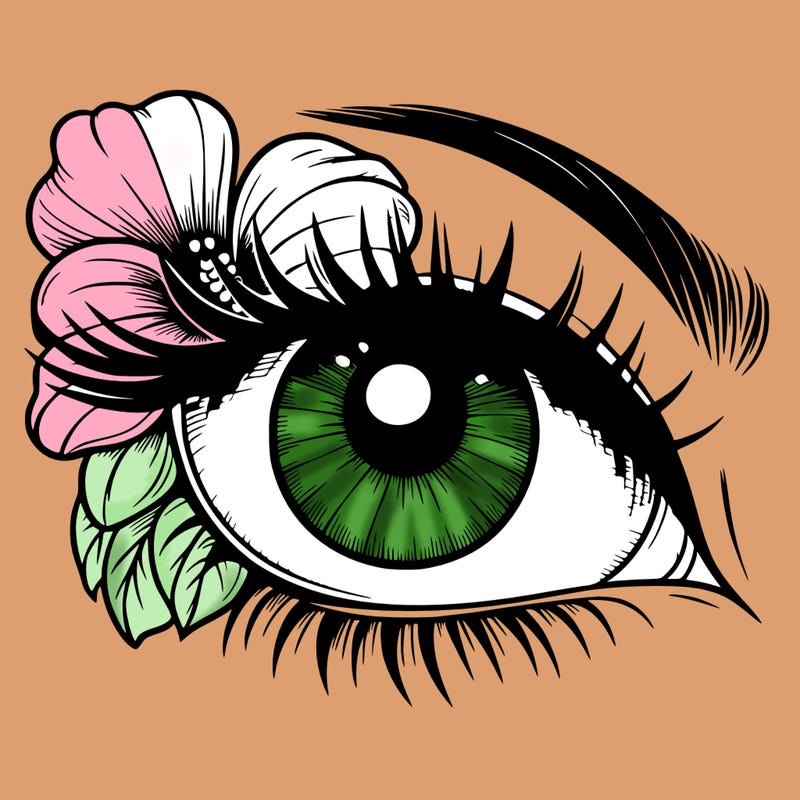 realistic eye with flower
