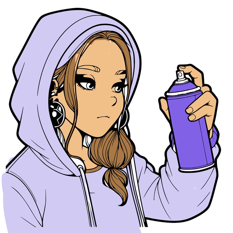 a realistic girl, spray painting