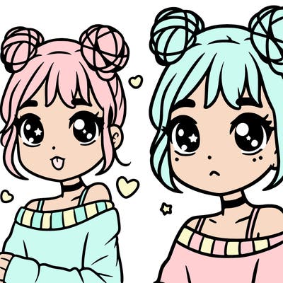 cute teenage girl with space buns