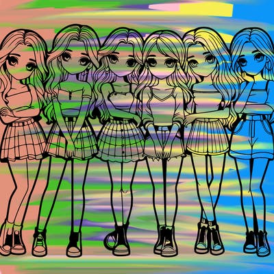 a group of girls realistic