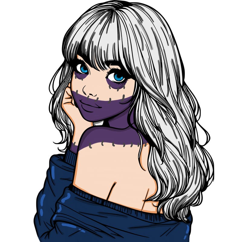 realistic girl with bangs looking over her shoulder