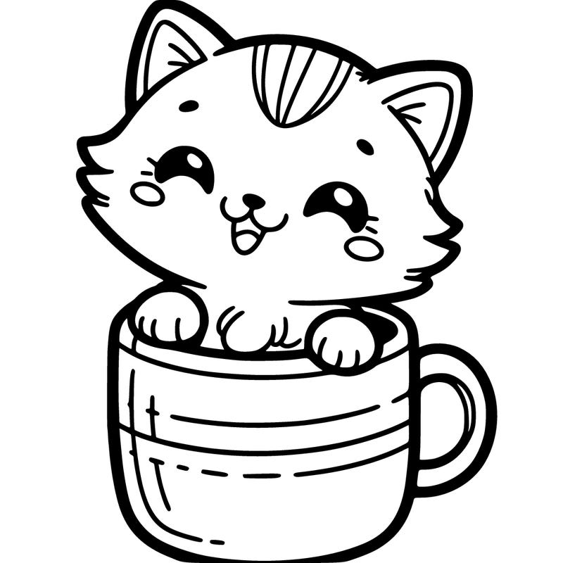 kitten in a mug smiling