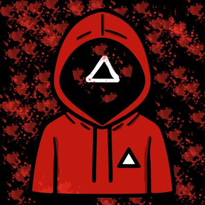 a person with non face waering a hoodie with a small triangle symbol