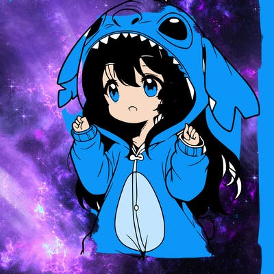 anime girl in a stitch onsie