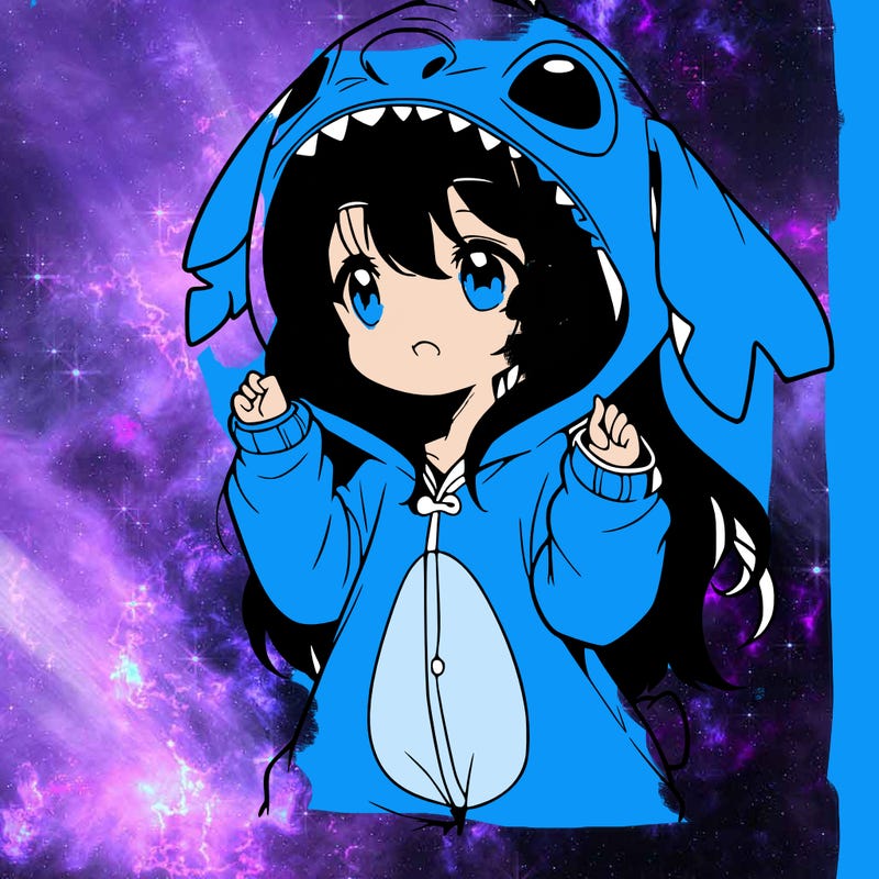 anime girl in a stitch onsie