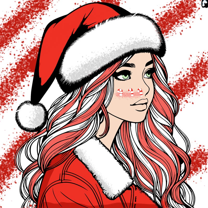 realistic girl in santa hat