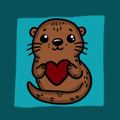 otter with a heart