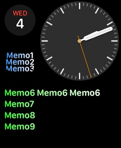 Color Watch Memo - Custom text memos displayed on an Apple Watch face complication